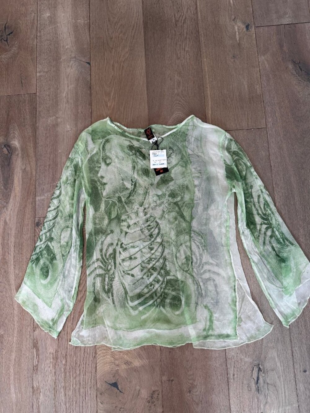 NWT Jean Paul Gaultier Soleil Silk Tunic Blouse Green Size M Vintage 2000s Y2K - Picture 12 of 14